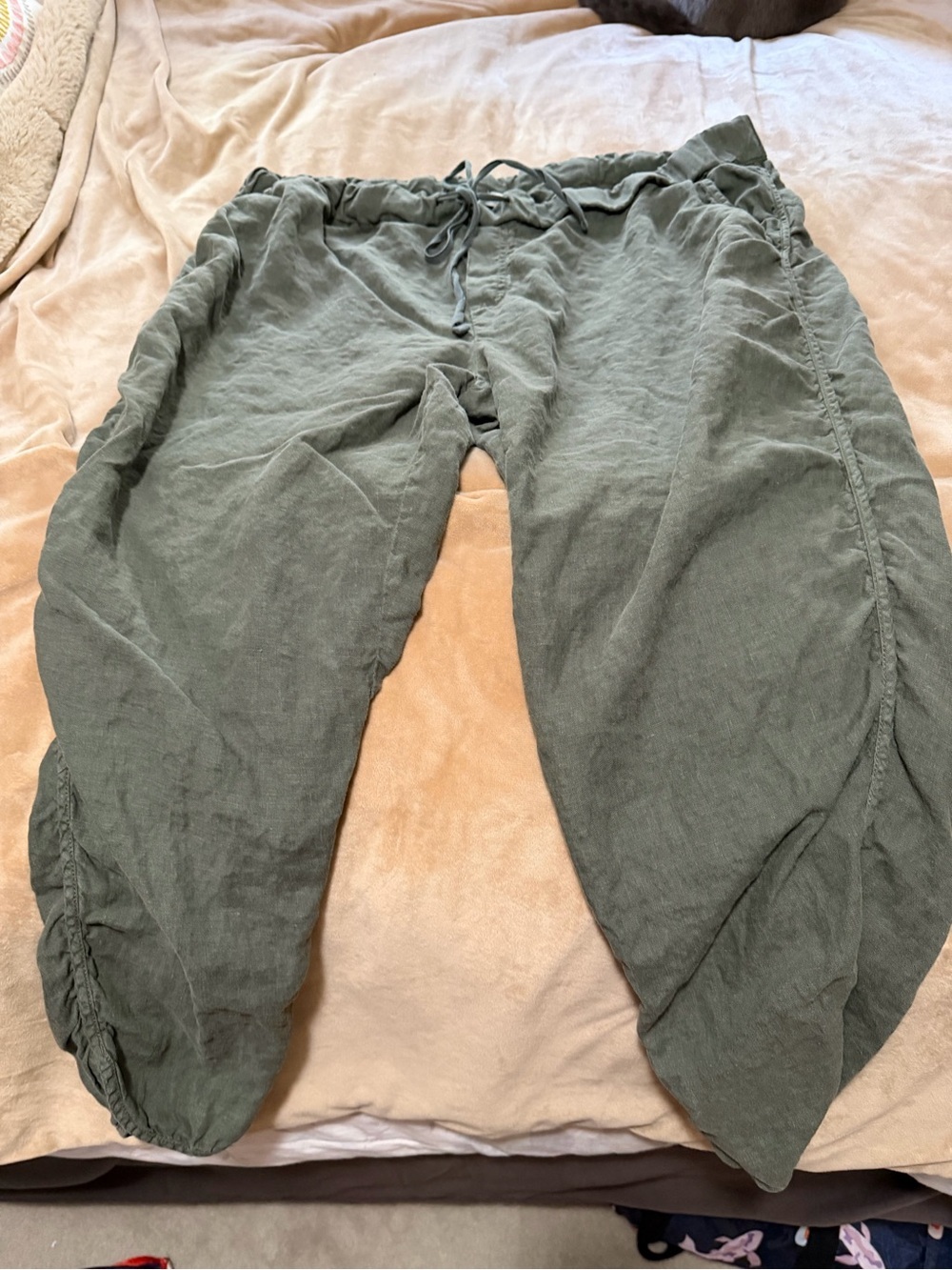 Nordstrom Calson Linen Striped Pastel Button-Up Shirt with Olive Linen Pants 1X - Picture 5 of 9